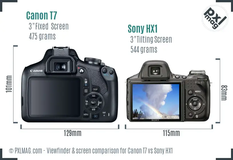 Canon T7 vs Sony HX1 Screen and Viewfinder comparison Canon T7 vs Sony HX1 Screen and Viewfinder comparison