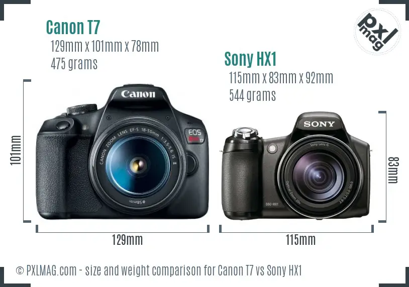 Canon T7 vs Sony HX1 size comparison Canon T7 vs Sony HX1 size comparison