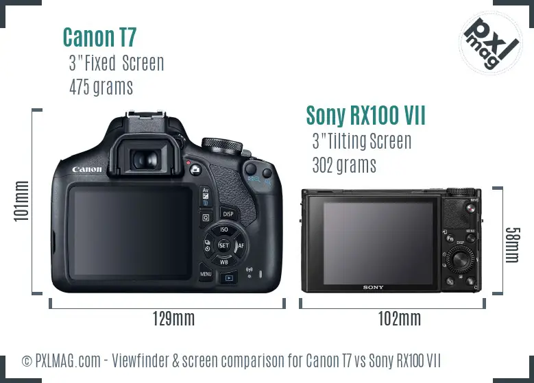 Canon T7 vs Sony RX100 VII Screen and Viewfinder comparison Canon T7 vs Sony RX100 VII Screen and Viewfinder comparison