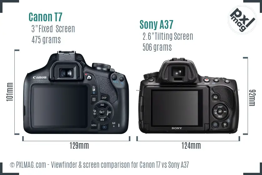 Canon T7 vs Sony A37 Screen and Viewfinder comparison