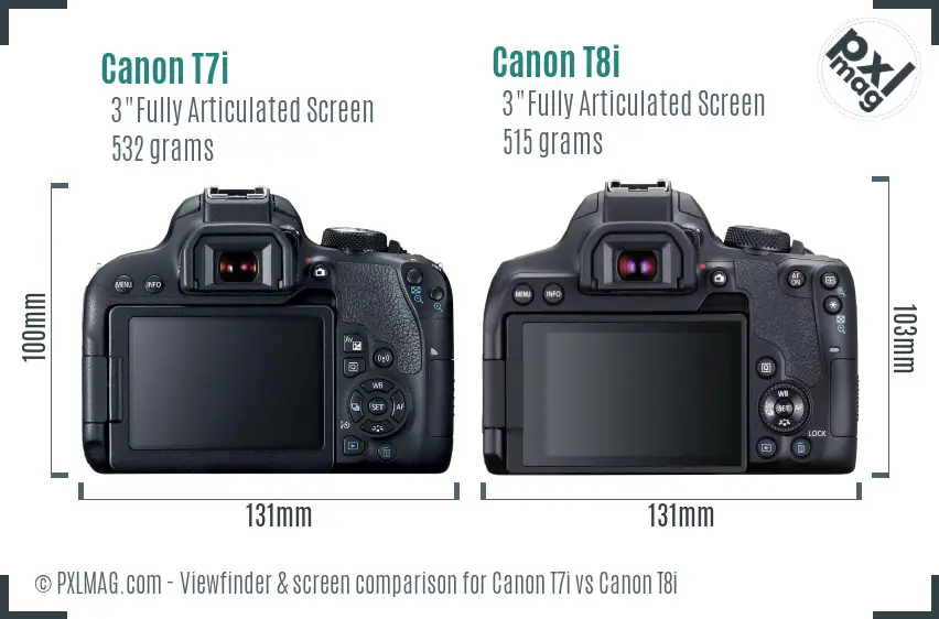 Canon T7i vs Canon T8i Screen and Viewfinder comparison