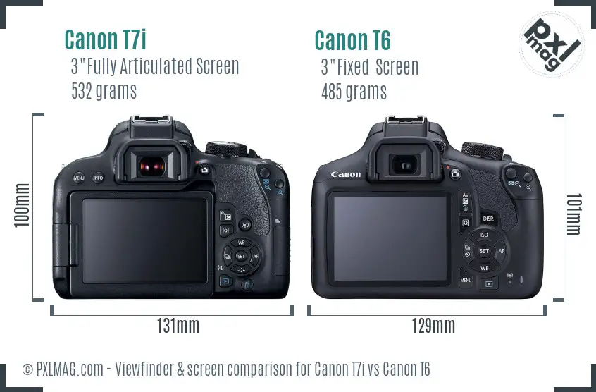 Canon T7i vs Canon T6 Screen and Viewfinder comparison