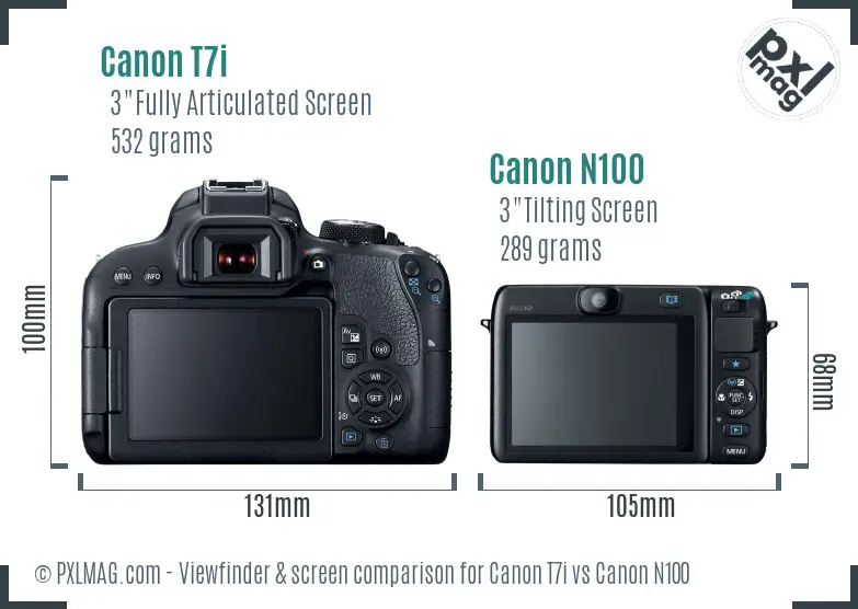 Canon T7i vs Canon N100 Screen and Viewfinder comparison