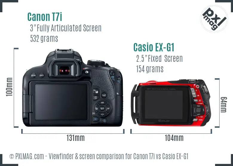 Canon T7i vs Casio EX-G1 Screen and Viewfinder comparison