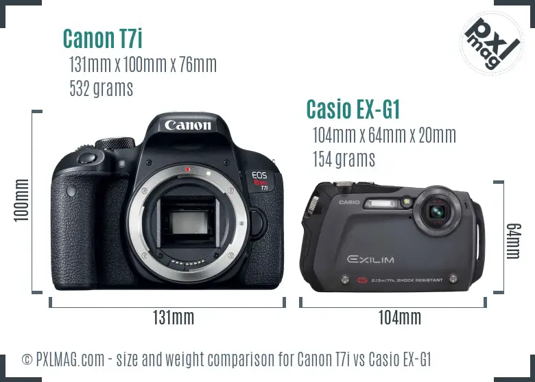 Canon T7i vs Casio EX-G1 size comparison
