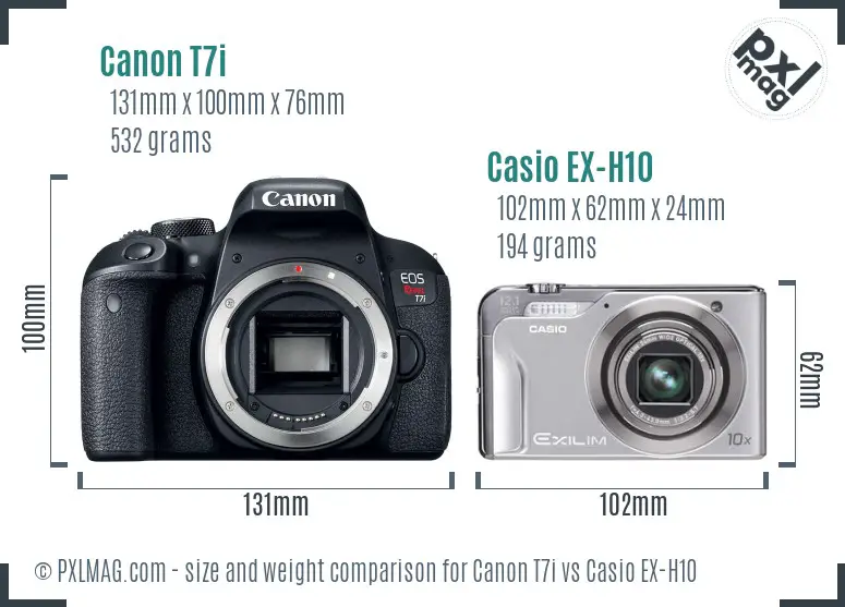 Canon T7i vs Casio EX-H10 size comparison