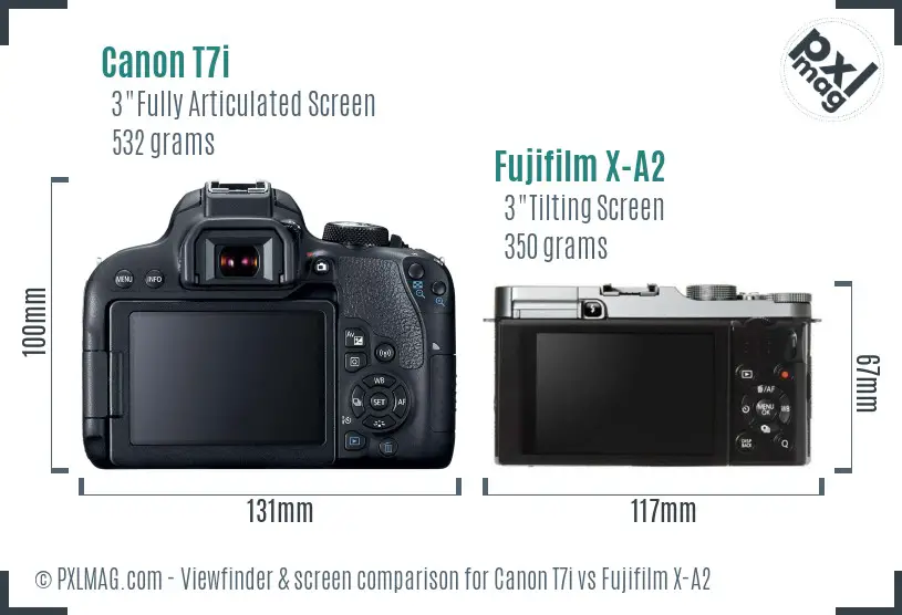 Canon T7i vs Fujifilm X-A2 Screen and Viewfinder comparison