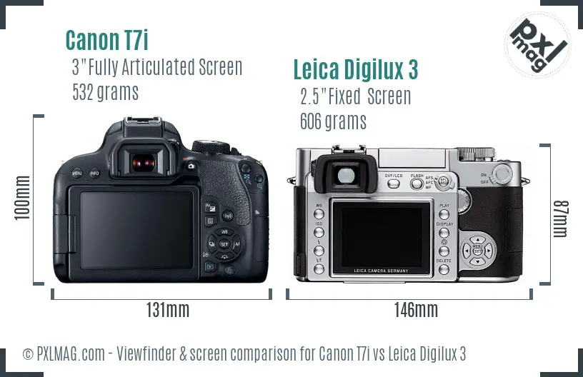 Canon T7i vs Leica Digilux 3 Screen and Viewfinder comparison