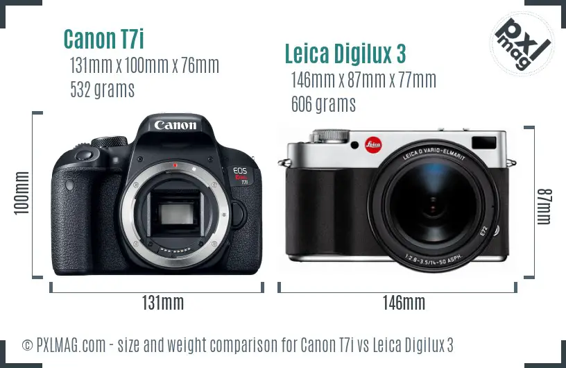 Canon T7i vs Leica Digilux 3 size comparison