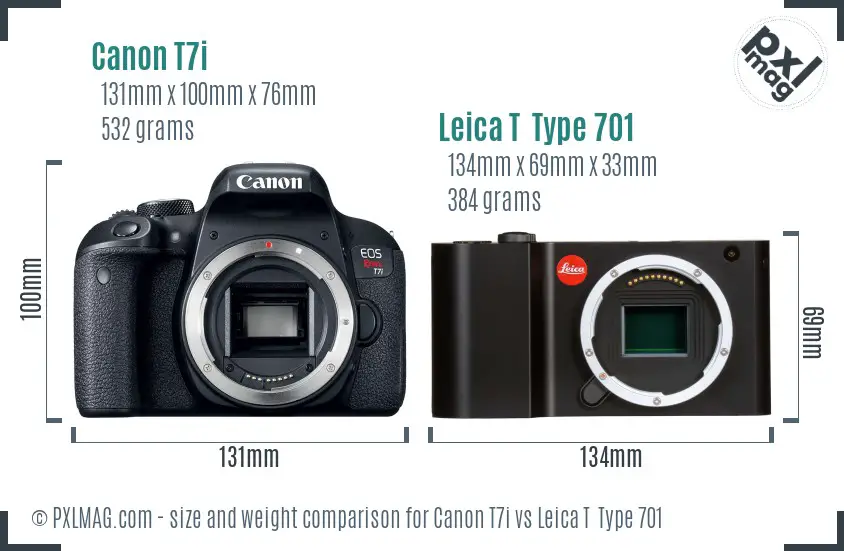 Canon T7i vs Leica T  Type 701 size comparison