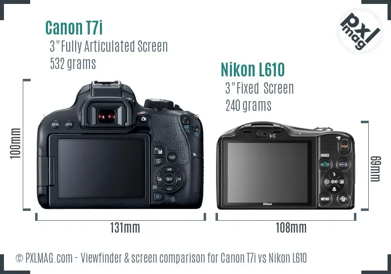Canon T7i vs Nikon L610 Screen and Viewfinder comparison