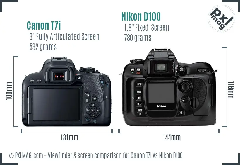 Canon T7i vs Nikon D100 Screen and Viewfinder comparison