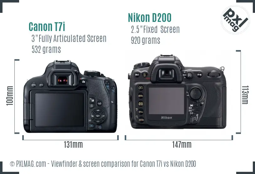 Canon T7i vs Nikon D200 Screen and Viewfinder comparison