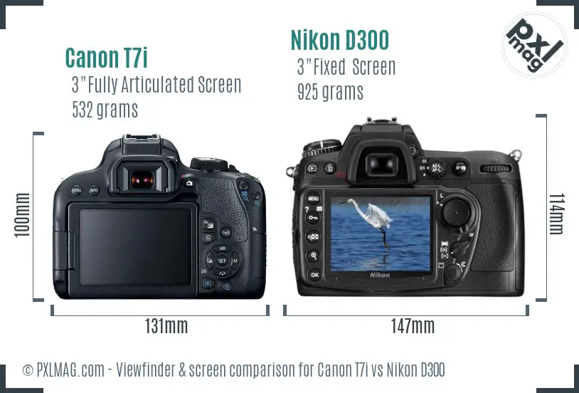 Canon T7i vs Nikon D300 Screen and Viewfinder comparison