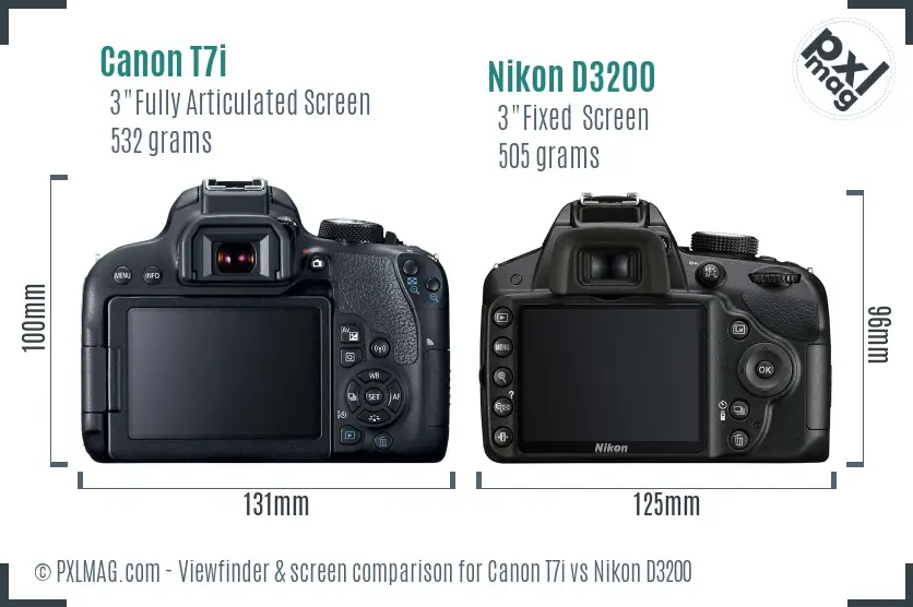 Canon T7i vs Nikon D3200 Screen and Viewfinder comparison