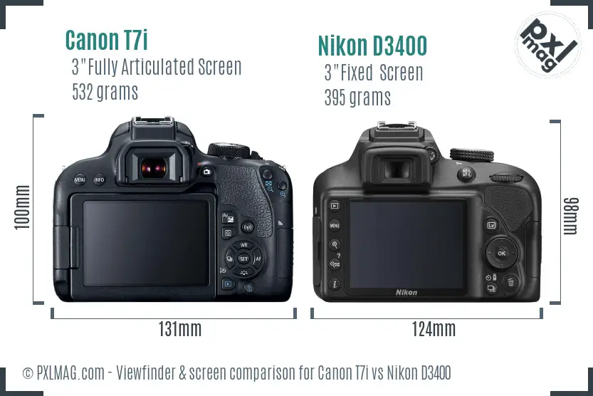 Canon T7i vs Nikon D3400 Screen and Viewfinder comparison