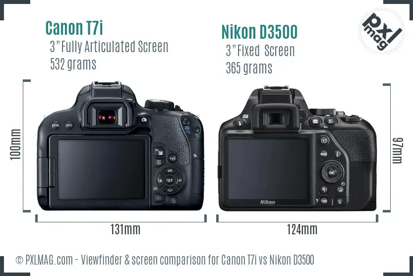 Canon T7i vs Nikon D3500 Screen and Viewfinder comparison