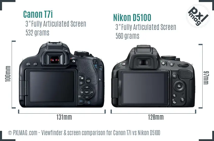 Canon T7i vs Nikon D5100 Screen and Viewfinder comparison