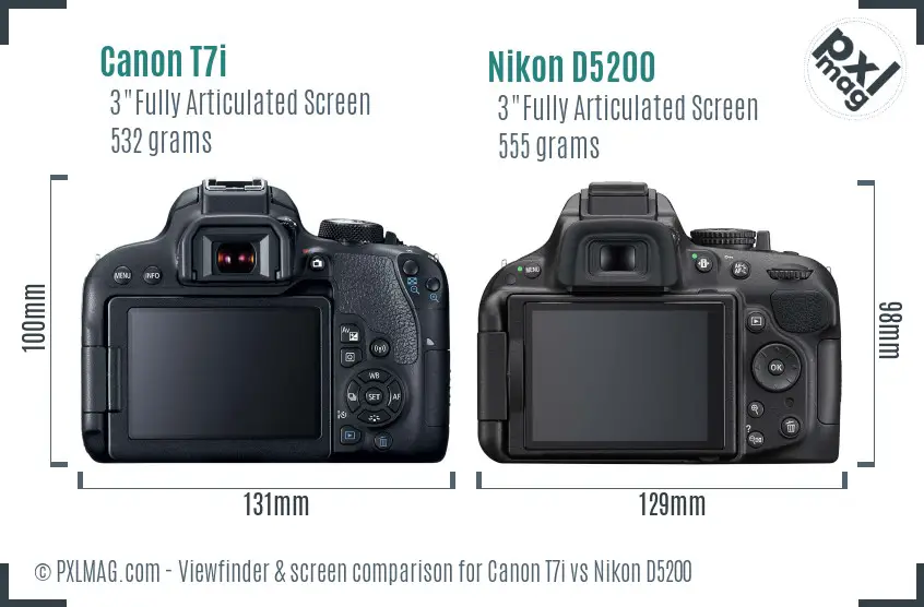 Canon T7i vs Nikon D5200 Screen and Viewfinder comparison