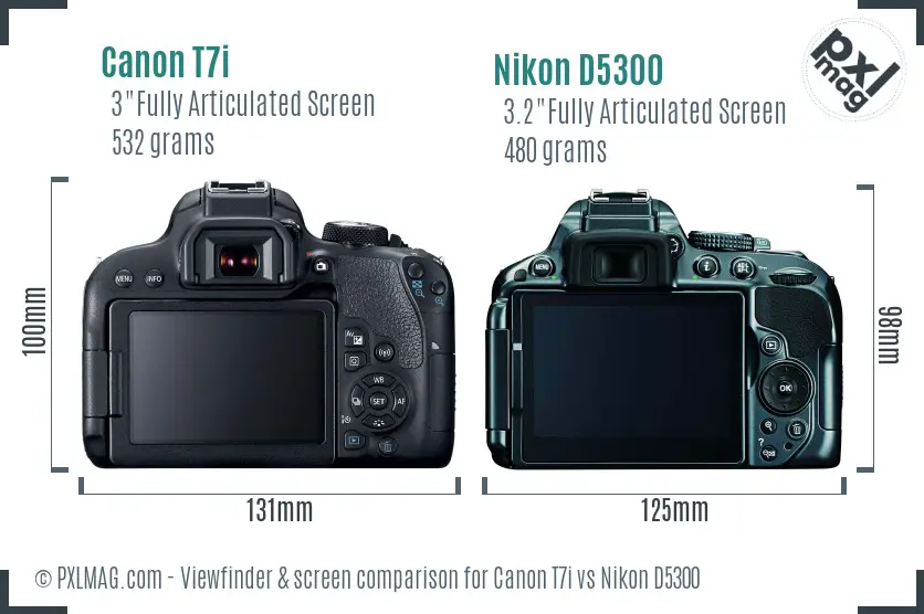 Canon T7i vs Nikon D5300 Screen and Viewfinder comparison