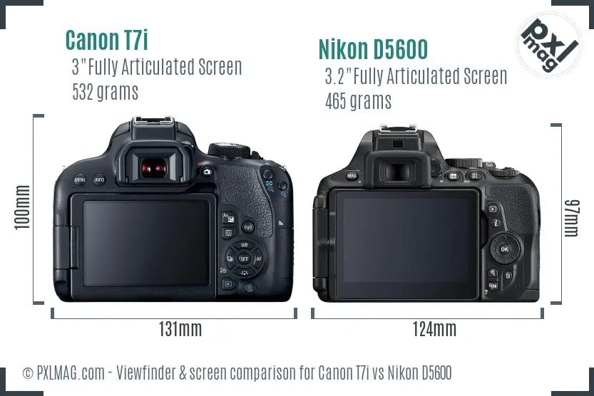 Canon T7i vs Nikon D5600 Screen and Viewfinder comparison