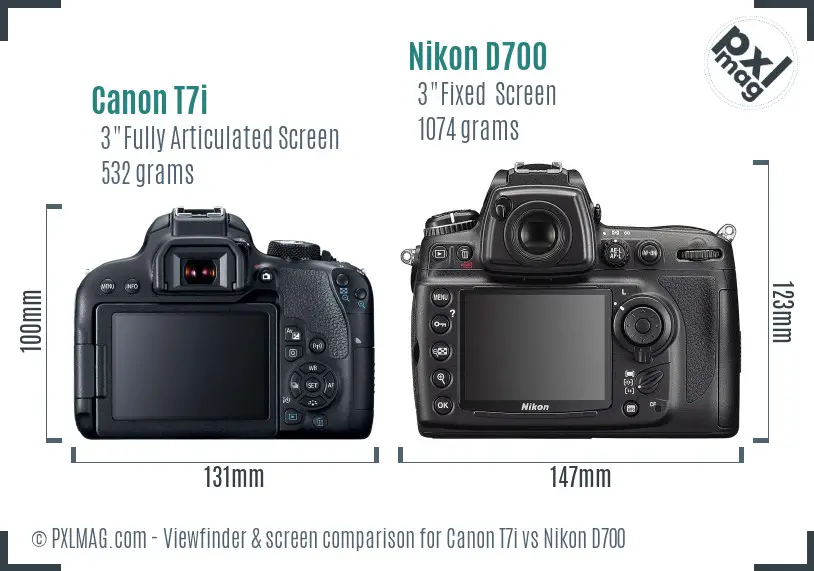 Canon T7i vs Nikon D700 Screen and Viewfinder comparison
