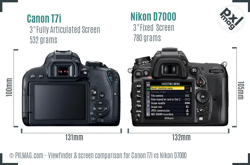 Canon T7i vs Nikon D7000 Screen and Viewfinder comparison