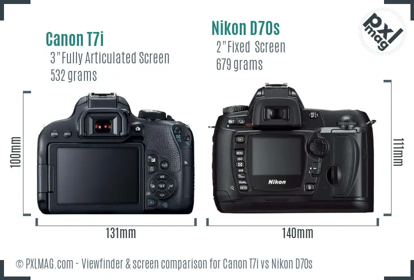 Canon T7i vs Nikon D70s Screen and Viewfinder comparison