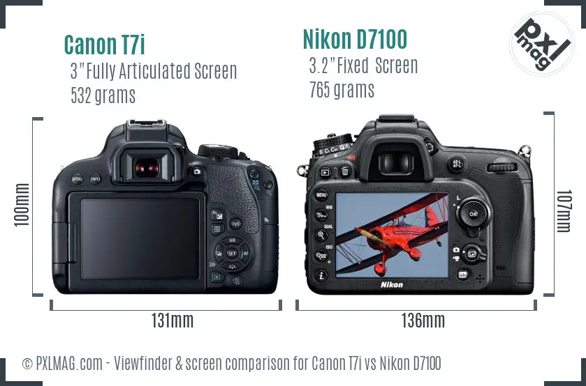 Canon T7i vs Nikon D7100 Screen and Viewfinder comparison