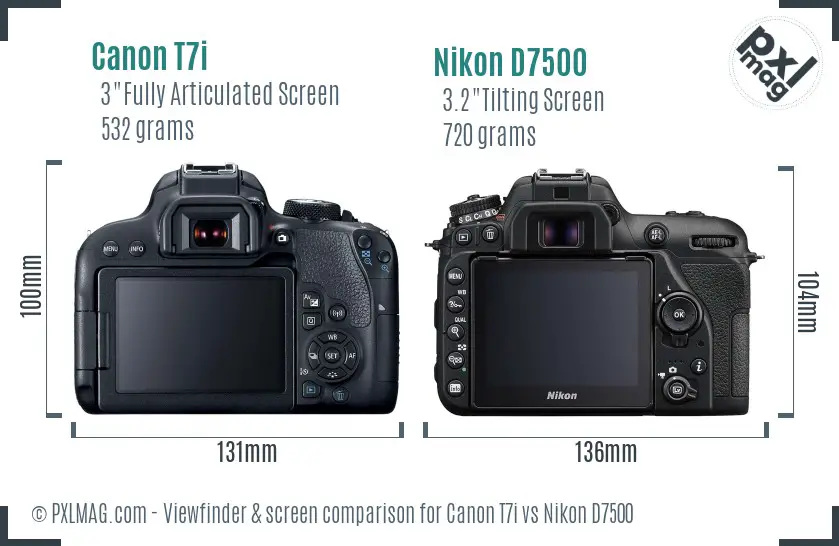 Canon T7i vs Nikon D7500 Screen and Viewfinder comparison