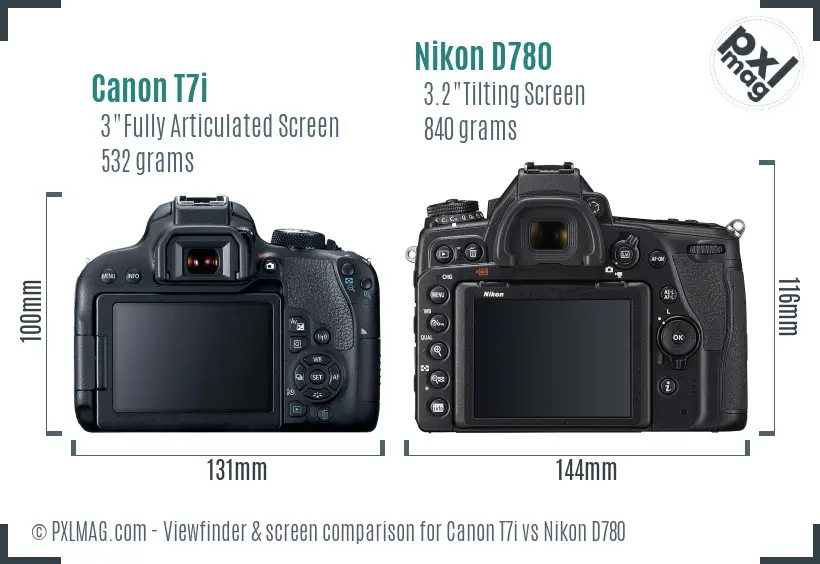 Canon T7i vs Nikon D780 Screen and Viewfinder comparison