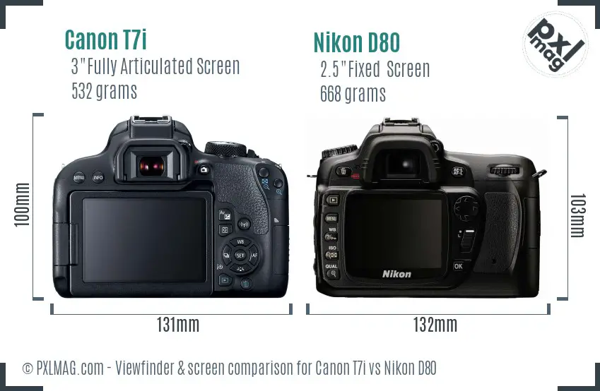 Canon T7i vs Nikon D80 Screen and Viewfinder comparison