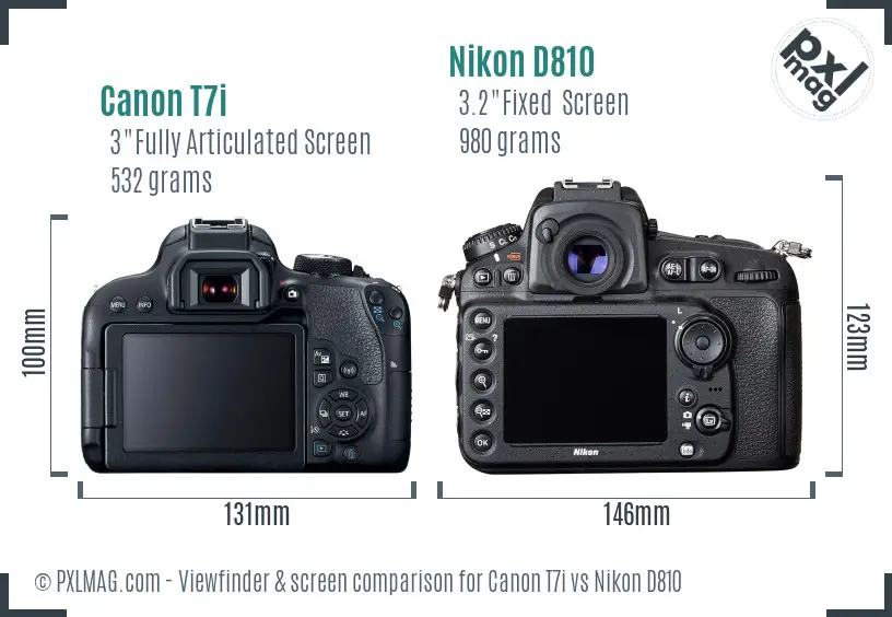 Canon T7i vs Nikon D810 Screen and Viewfinder comparison