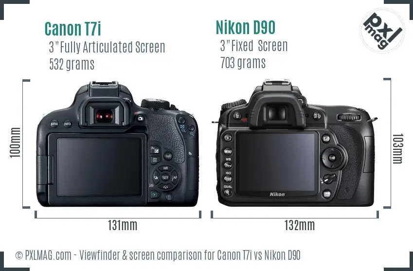 Canon T7i vs Nikon D90 Screen and Viewfinder comparison