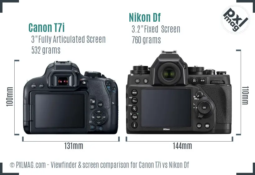 Canon T7i vs Nikon Df Screen and Viewfinder comparison