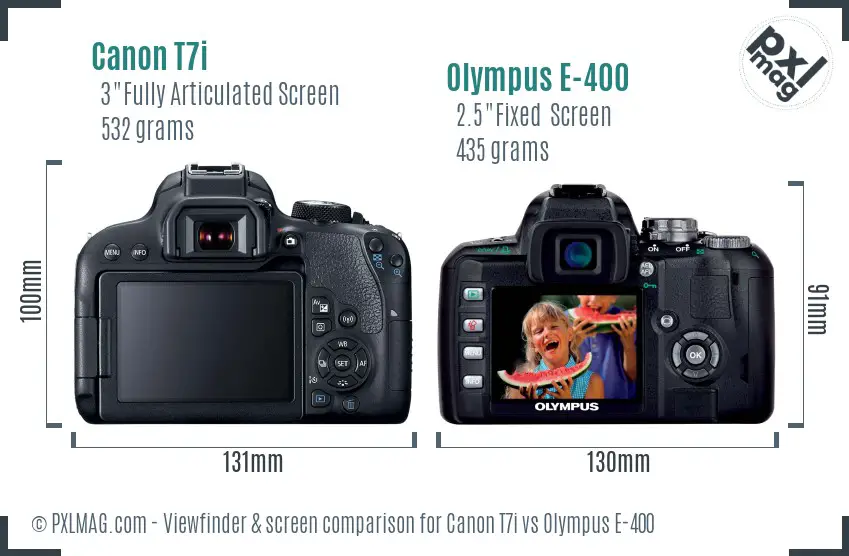 Canon T7i vs Olympus E-400 Screen and Viewfinder comparison