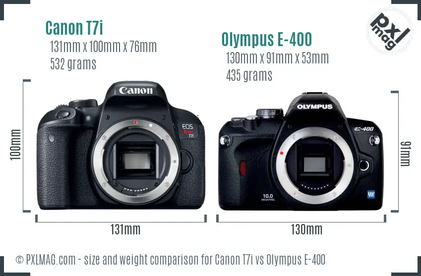 Canon T7i vs Olympus E-400 size comparison
