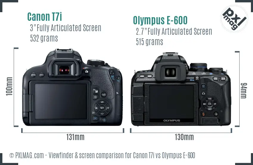 Canon T7i vs Olympus E-600 Screen and Viewfinder comparison