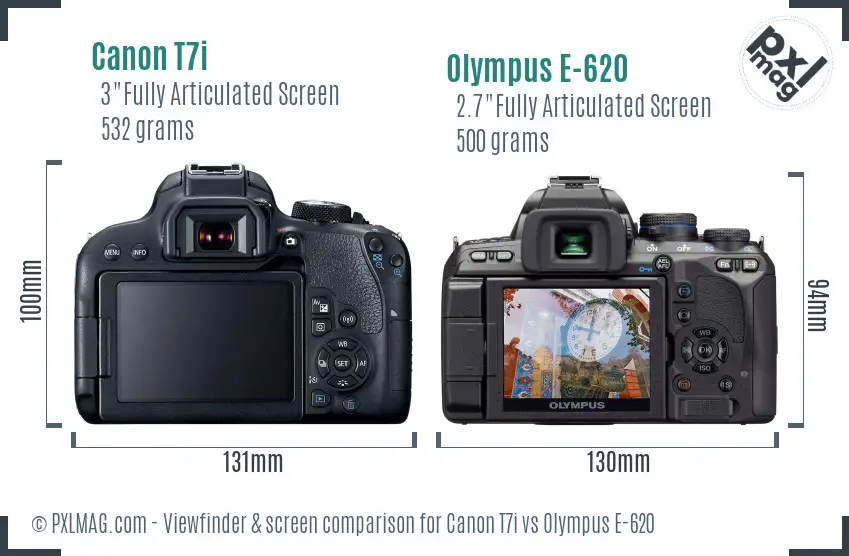 Canon T7i vs Olympus E-620 Screen and Viewfinder comparison