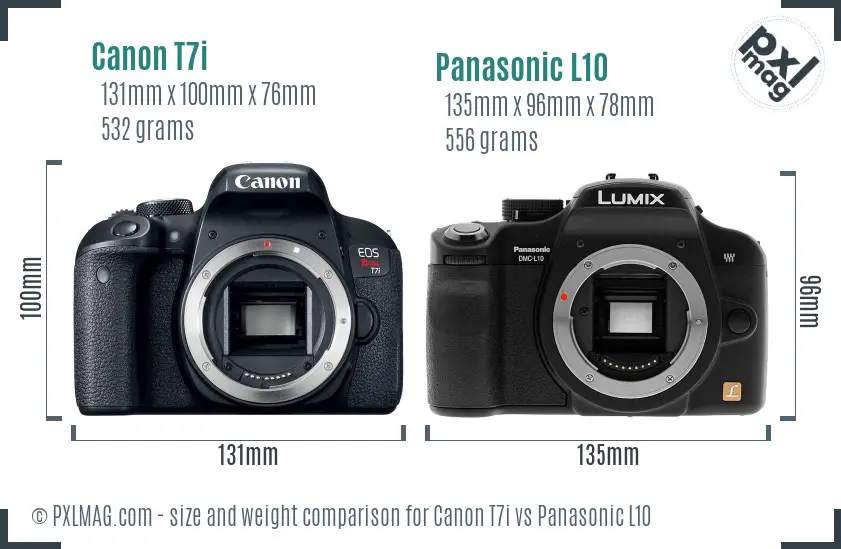 Canon T7i vs Panasonic L10 size comparison