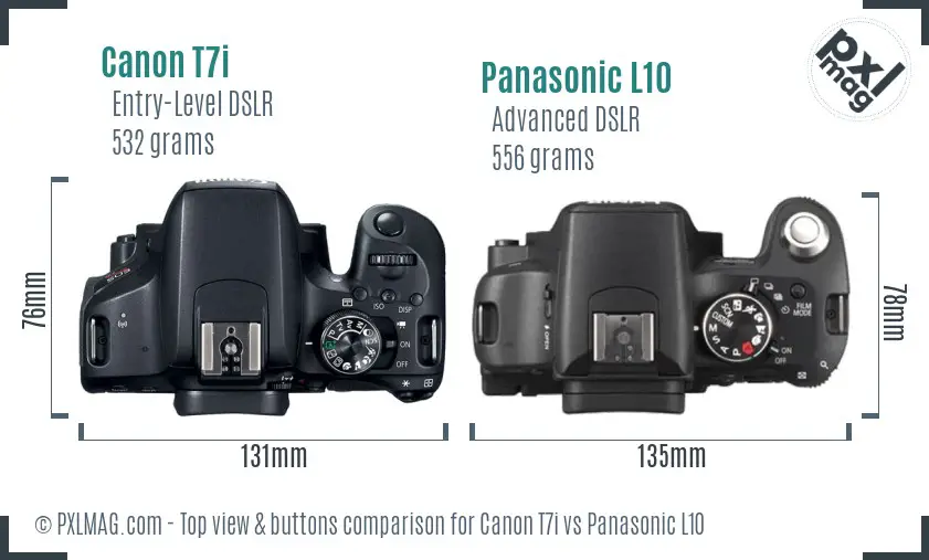 Canon T7i vs Panasonic L10 top view buttons comparison