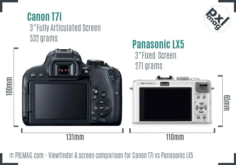Canon T7i vs Panasonic LX5 Screen and Viewfinder comparison