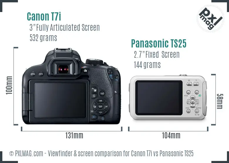 Canon T7i vs Panasonic TS25 Screen and Viewfinder comparison