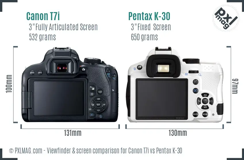 Canon T7i vs Pentax K-30 Screen and Viewfinder comparison