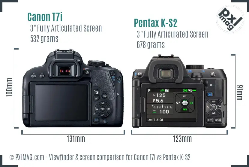 Canon T7i vs Pentax K-S2 Screen and Viewfinder comparison