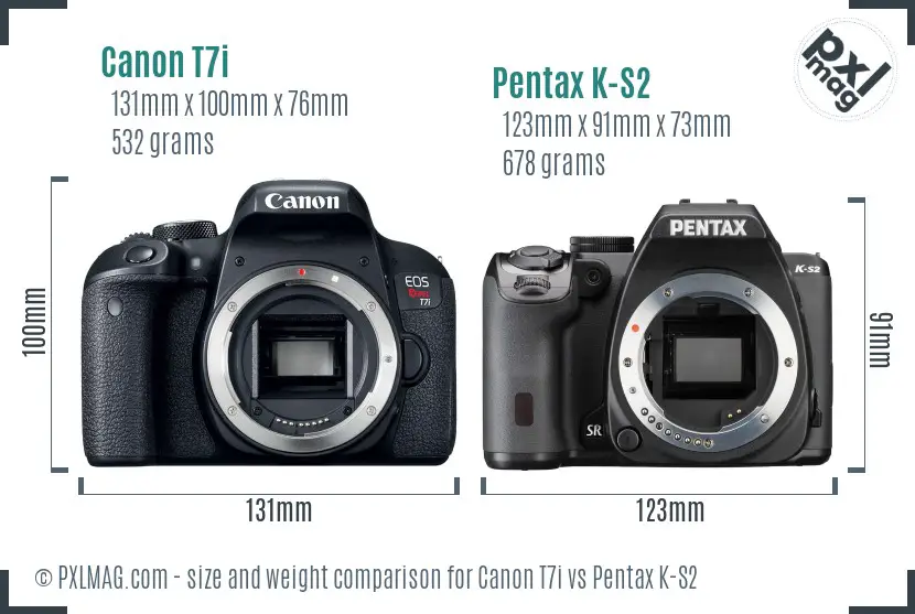 Canon T7i vs Pentax K-S2 size comparison