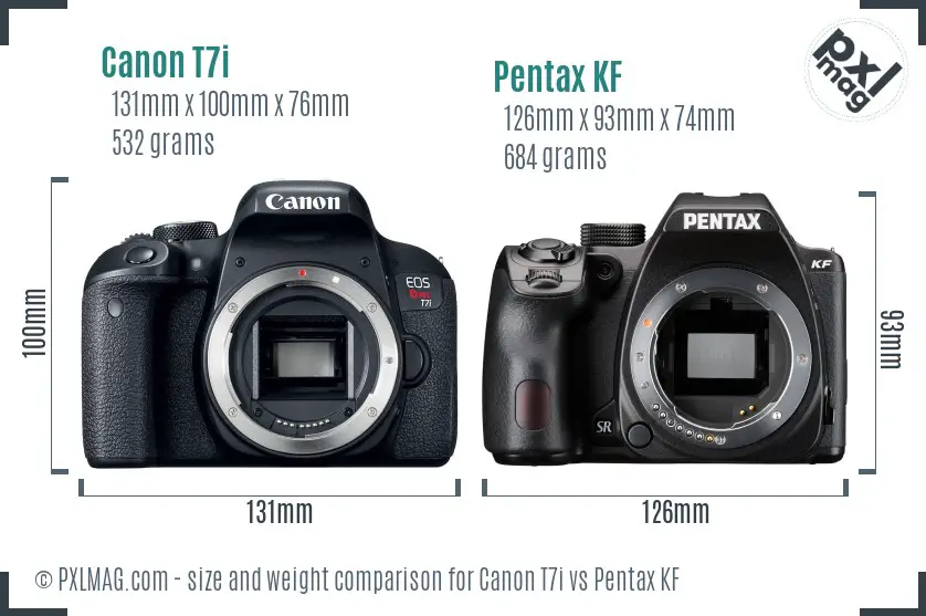 Canon T7i vs Pentax KF size comparison