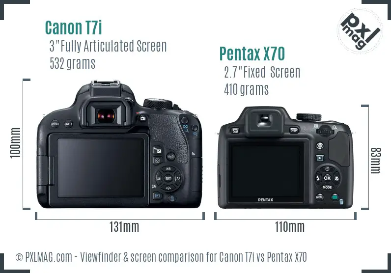 Canon T7i vs Pentax X70 Screen and Viewfinder comparison