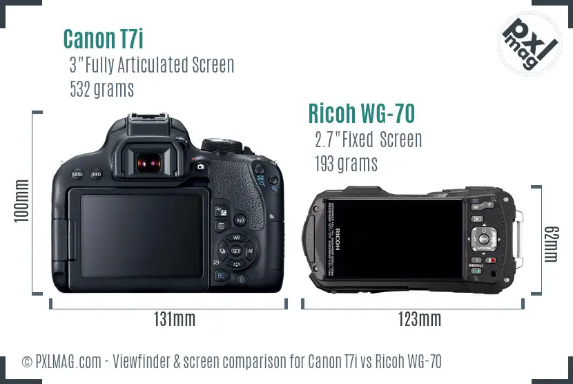 Canon T7i vs Ricoh WG-70 Screen and Viewfinder comparison