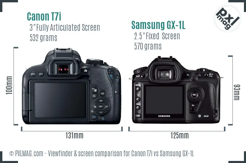Canon T7i vs Samsung GX-1L Screen and Viewfinder comparison